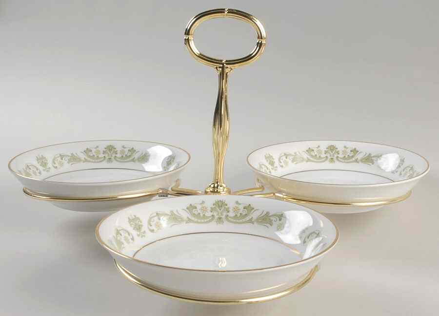 Contessa Green 7" x 12" 3-Part Relish & Metal Stand (FR) HC by Style House-1