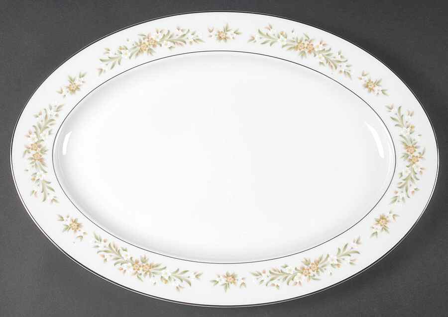 Mayfair (Platinum Trim) 14" Oval Serving Platter by Style House-1