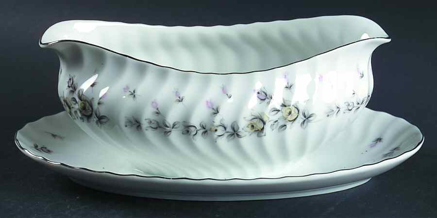 Picardy (Platinum) Gravy Boat with Attached Underplate by Style House-1