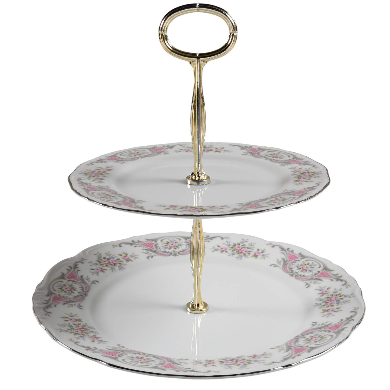 Pompadour 6 5/8"-10"  2 Tiered Serving Tray (Dp, Sp) HC by Style House-1