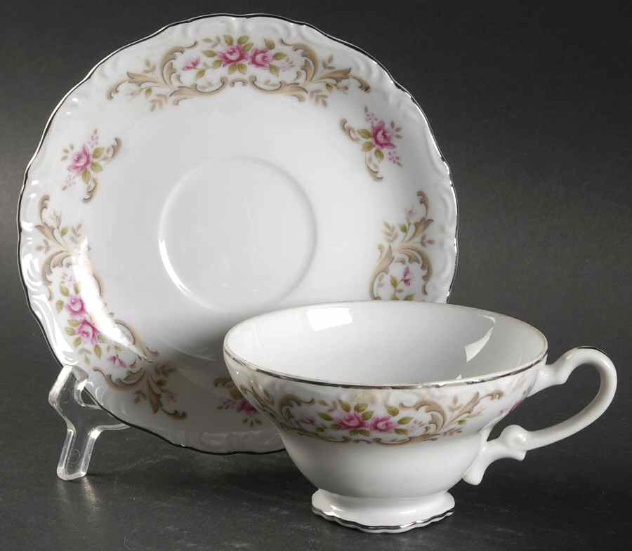 Rose Baroque Footed Cup & Saucer Set by Style House-1