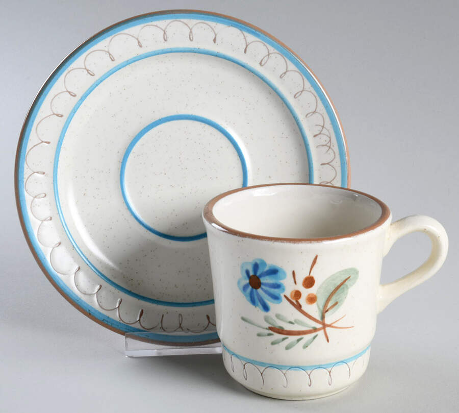 Blue Daisy Flat Cup & Saucer Set by Stangl-1