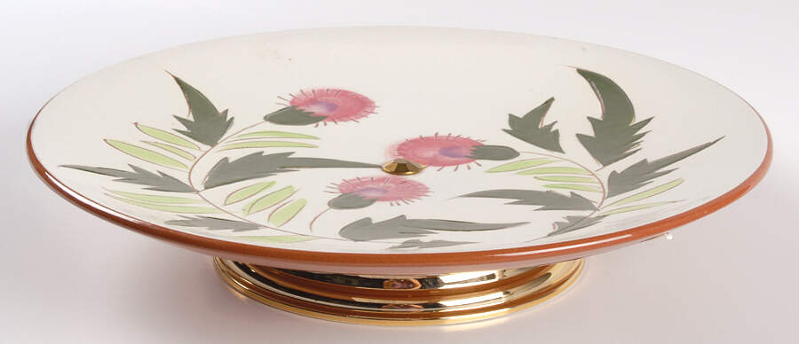 Thistle (Pink Thistle) Footed Cake Plate w/Metal Base by Stangl-1
