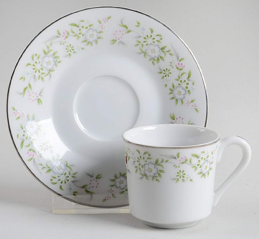 Springtime Flat Demitasse Cup & Saucer Set by Sterling China (Japan)-1