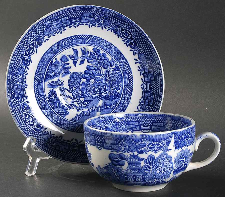 Willow Blue (Smooth) Oversized Cup & Saucer Set by John Steventon & Son-1