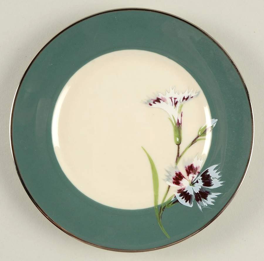 Garden Pinks Green Bread & Butter Plate by Stewart House-1