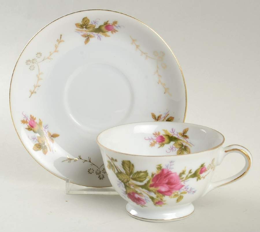 Moss Rose Footed Cup & Saucer Set by Summit-1