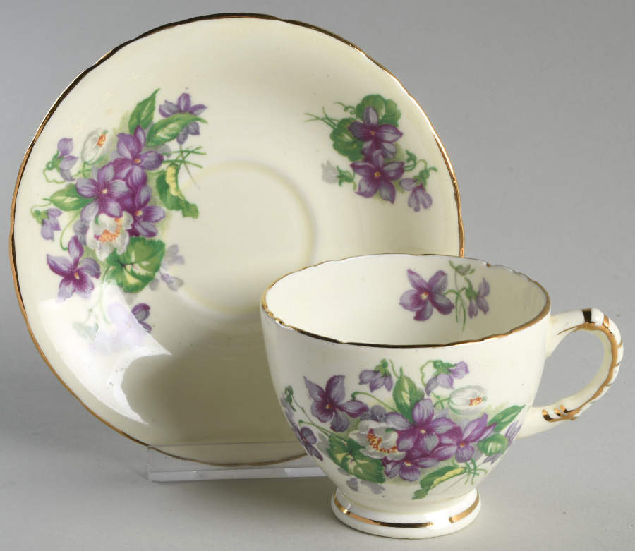 Devon Violets Footed Cup & Saucer Set by Sutherland-1