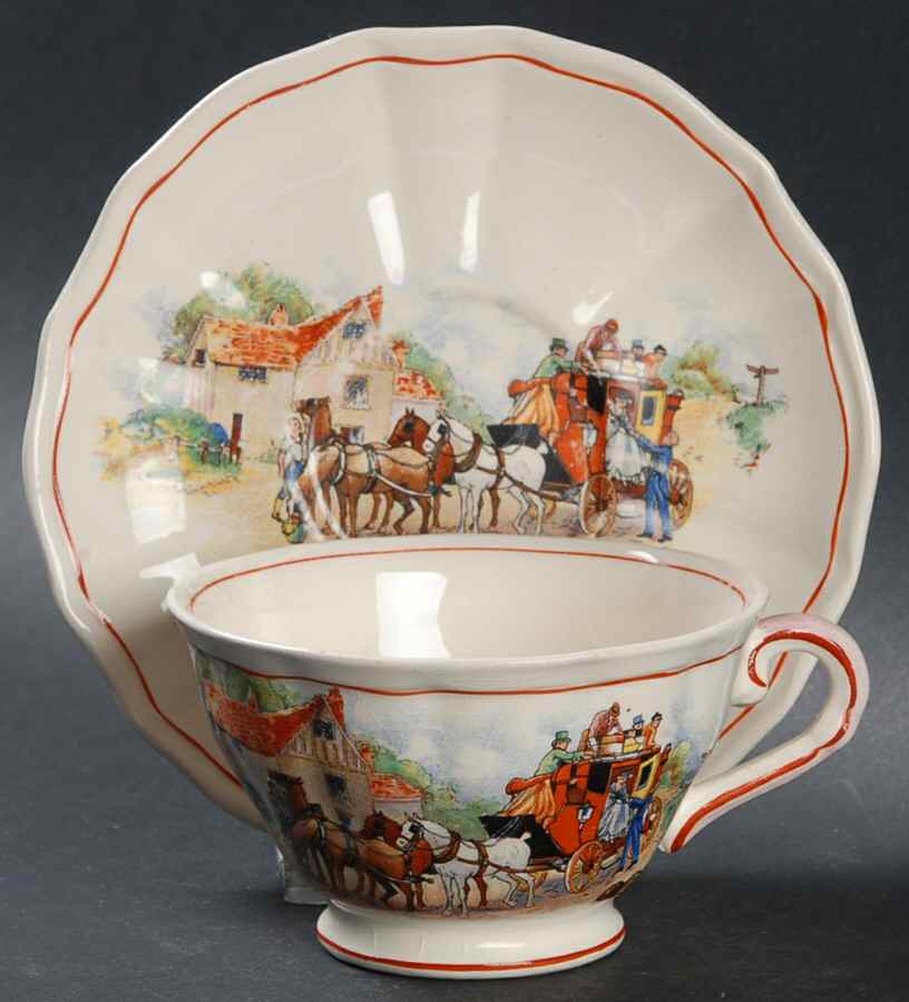 Coaching Days Footed Cup & Saucer Set by Swinnertons-1