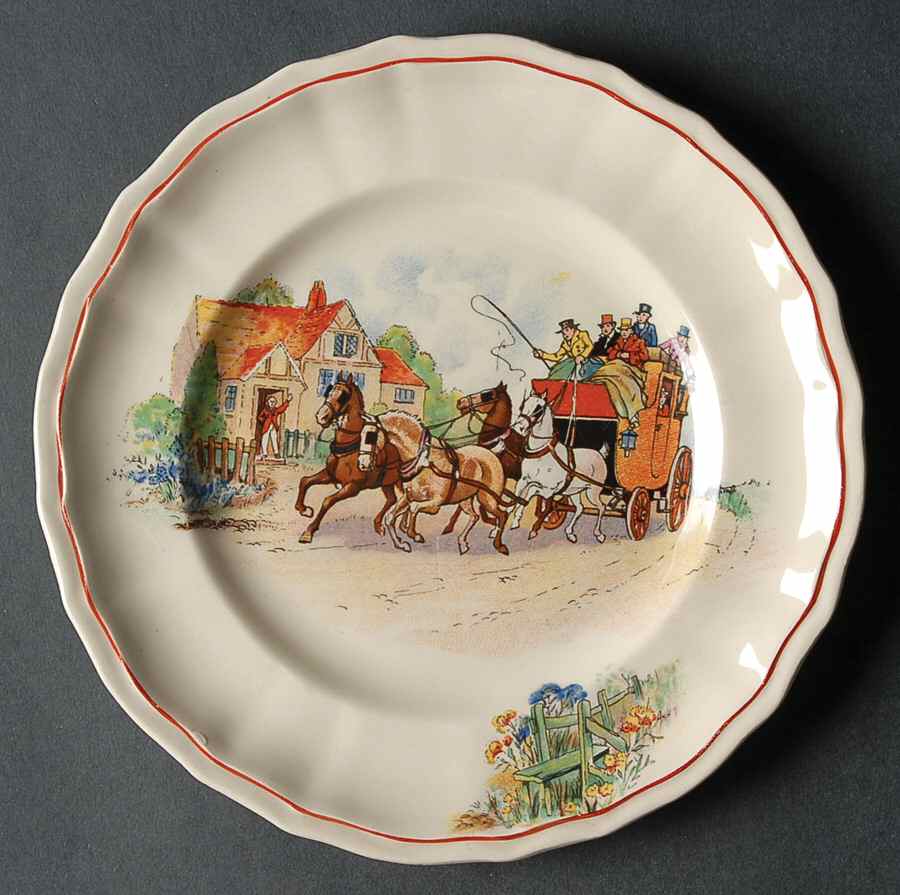 Coaching Days Dessert/Pie Plate by Swinnertons-1
