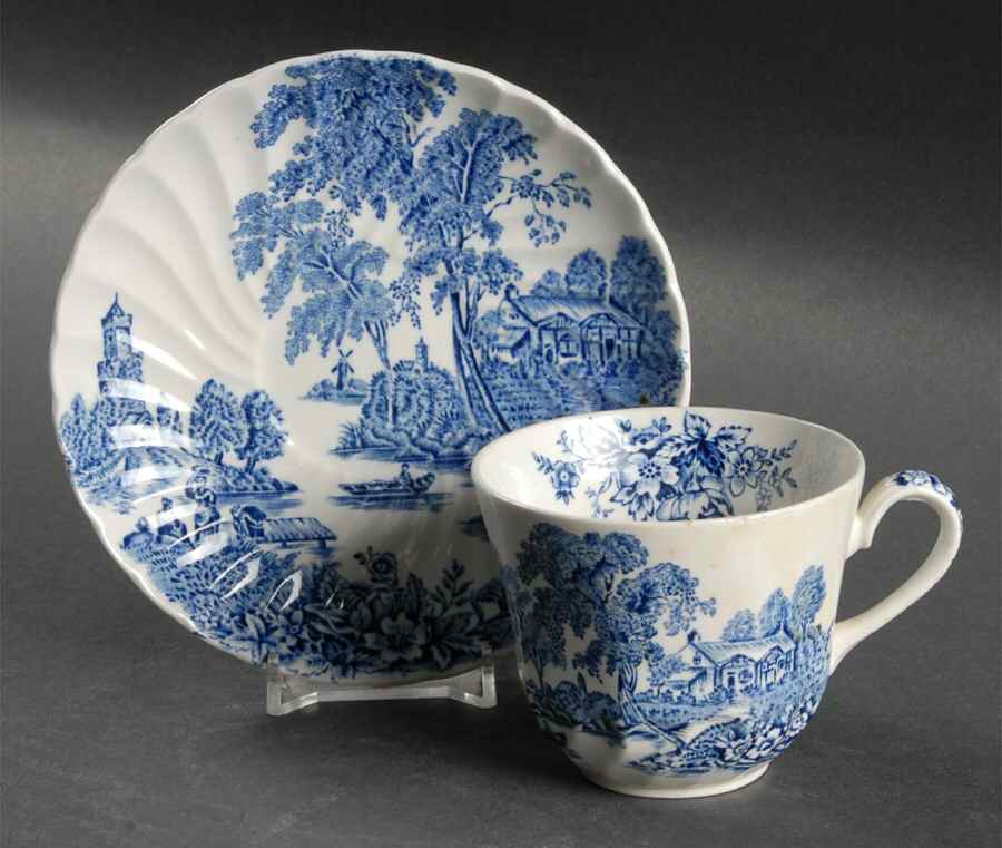 The Ferry Blue Flat Cup & Saucer Set by Swinnertons-1
