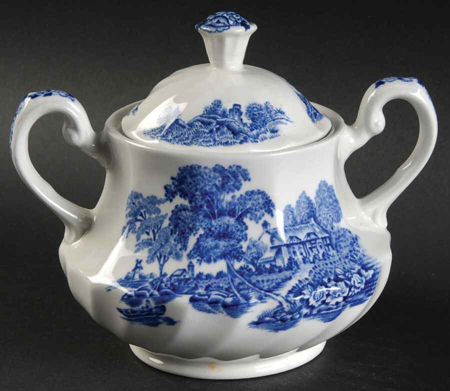 The Ferry Blue Sugar Bowl & Lid by Swinnertons-1