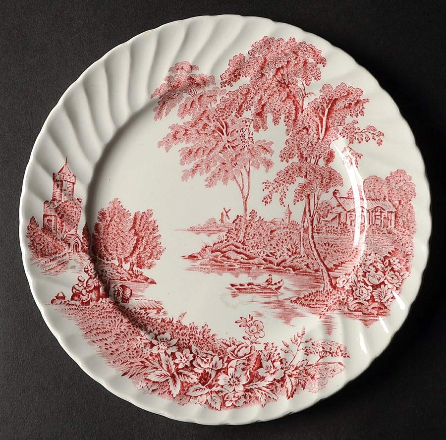The Ferry Pink (White Back, Swirl) Salad Plate by Swinnertons-1