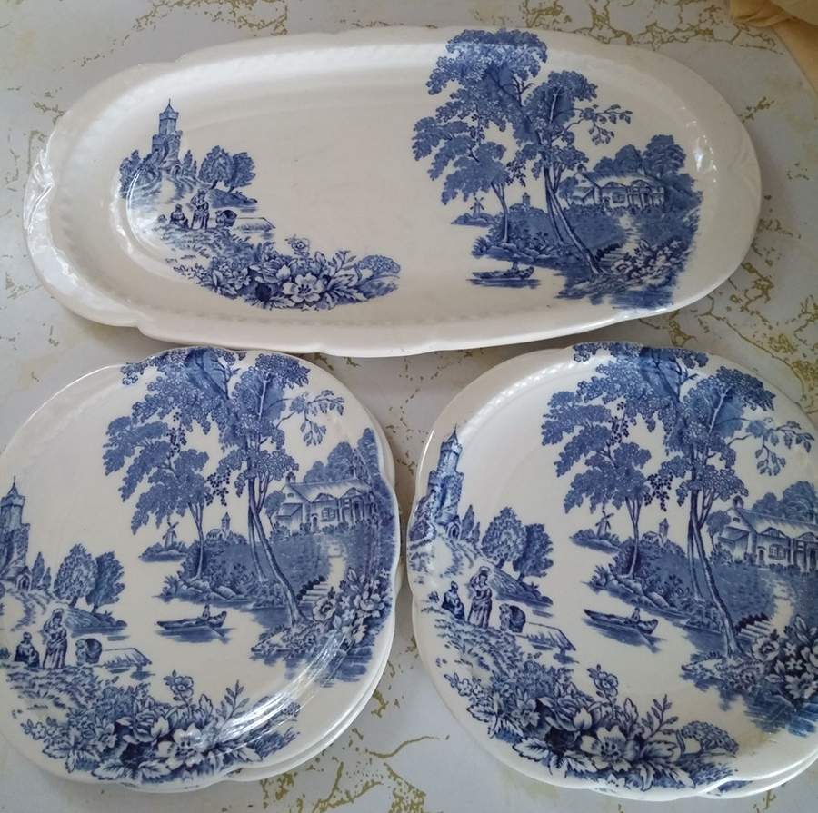 The Ferry Blue (Scallop) Square Bread & Butter Plate by Swinnertons-1