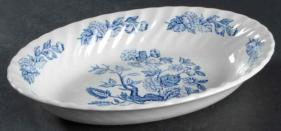 Indian Tree Blue 9" Oval Vegetable Bowl by Swinnertons-1