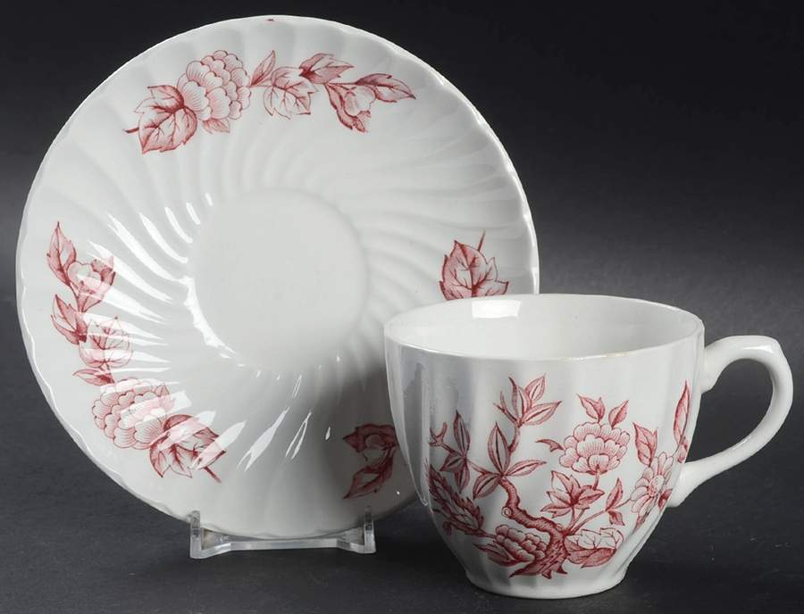 Indian Tree Pink Flat Cup & Saucer Set by Swinnertons-1