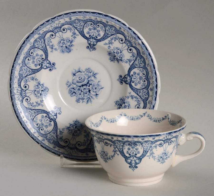 Kent Blue Flat Cup & Saucer Set by Swinnertons-1