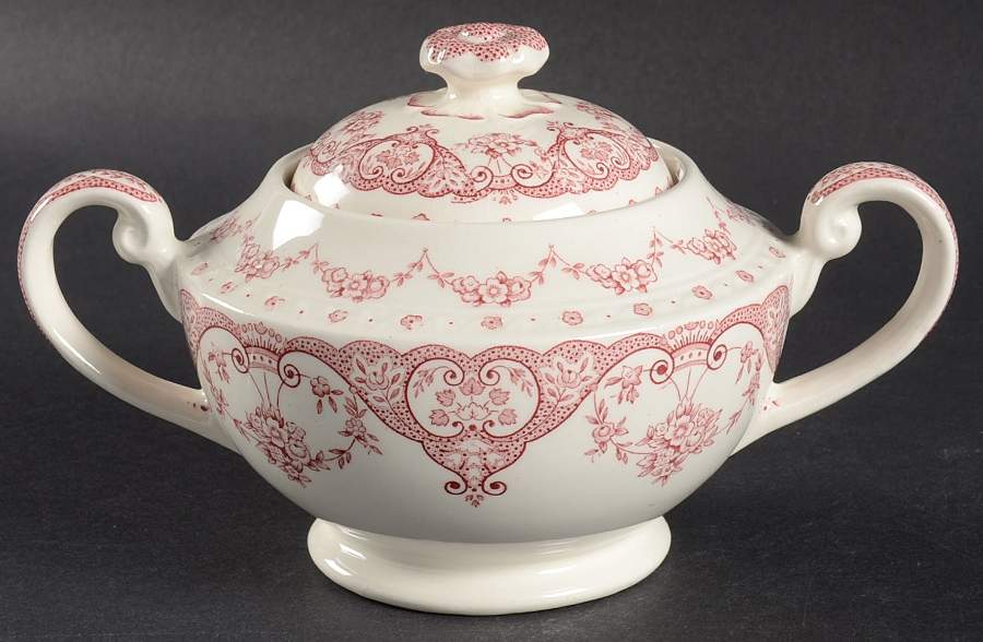 Kent Pink Sugar Bowl & Lid by Swinnertons-1