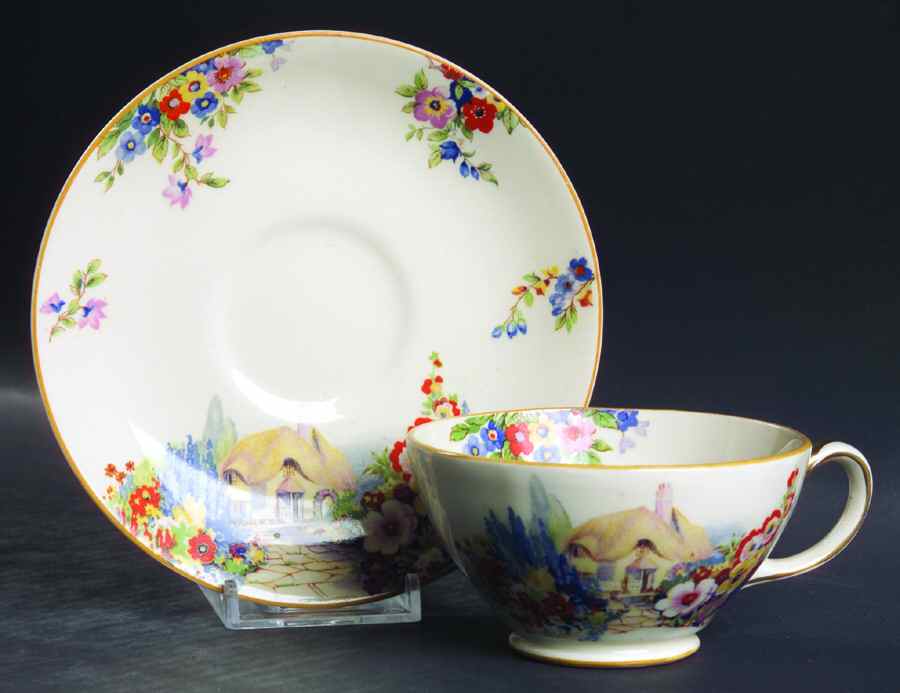 Old England Gardens Footed Cup & Saucer Set by Swinnertons-1