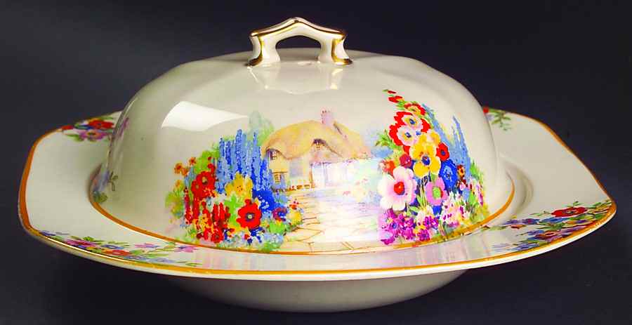 Old England Gardens Round Covered Butter by Swinnertons-1