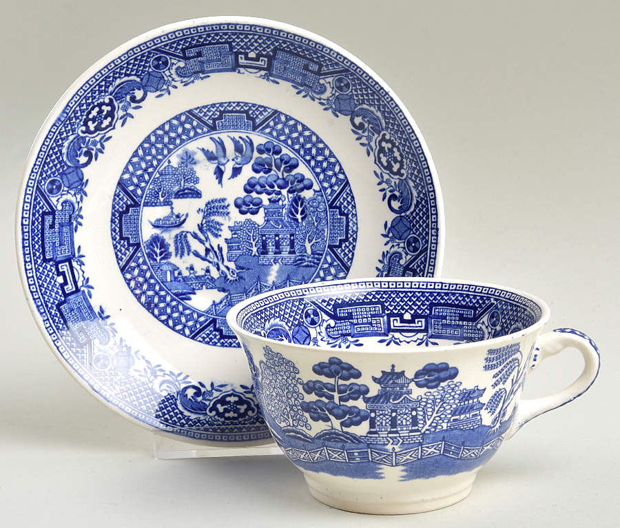 Old Willow Blue Oversized Cup & Saucer Set by Swinnertons-1