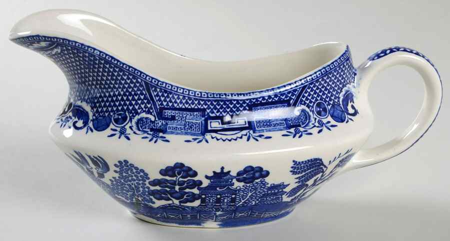 Old Willow Blue Gravy Boat by Swinnertons-1