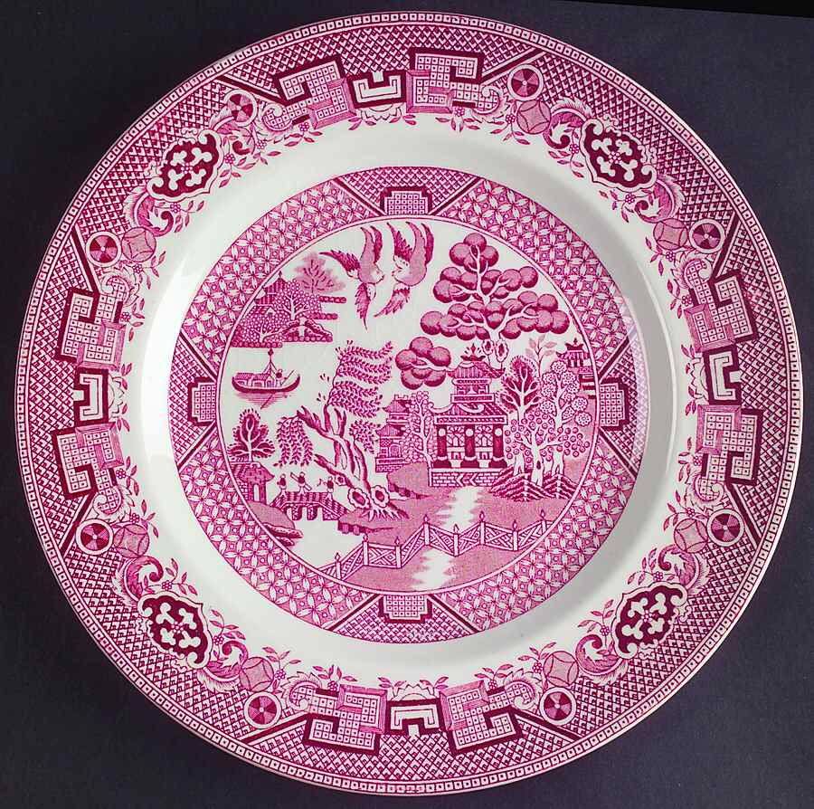 Old Willow Pink Dinner Plate by Swinnertons-1