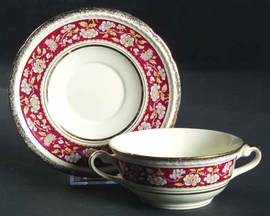 SWI1 Flat Cream Soup Bowl & Saucer Set by Swinnertons-1