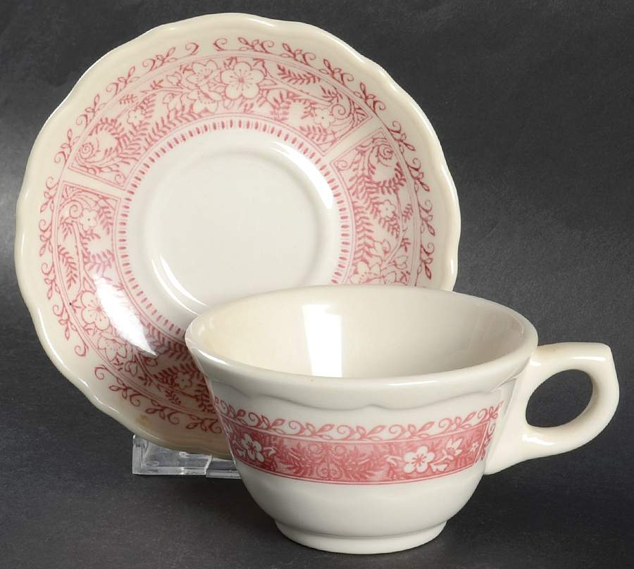 Strawberry Hill Pink Flat Cup & Saucer Set by Syracuse-1