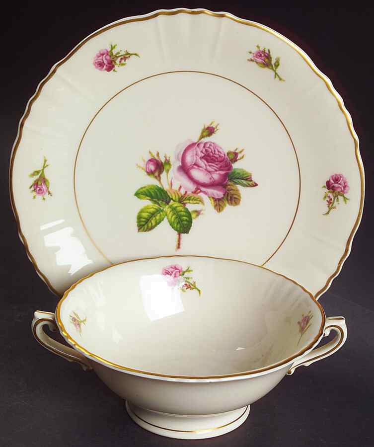 Victoria Footed Cream Soup Bowl & Saucer Set by Syracuse-1