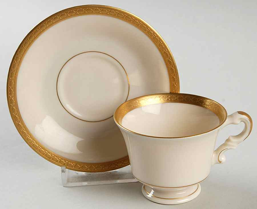 Wayne (No Color Band) Footed Demitasse Cup & Saucer Set by Syracuse-1