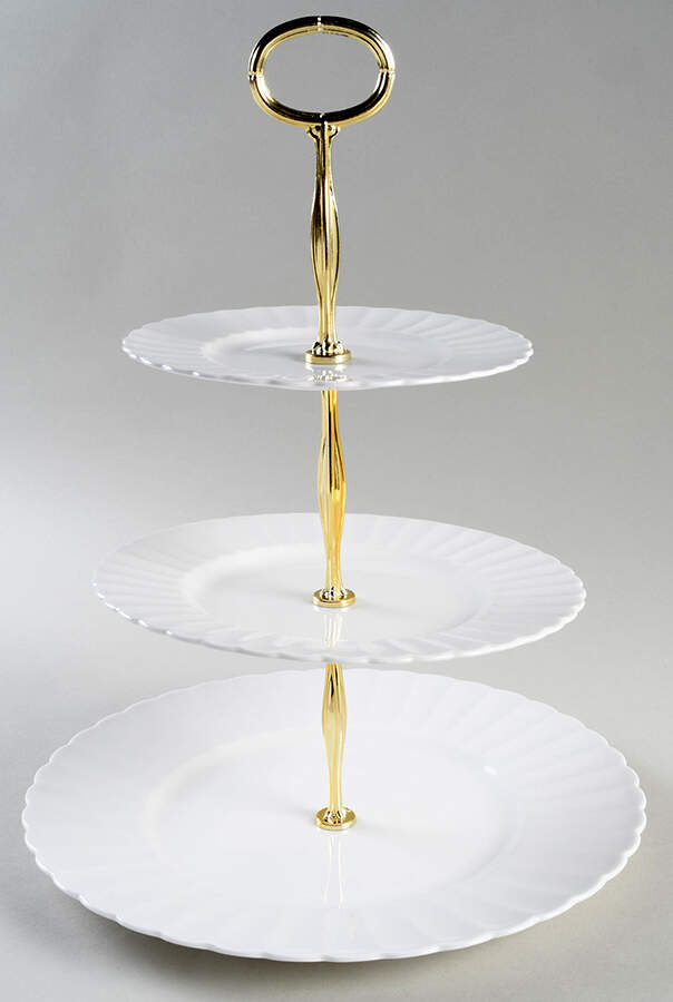 White Flute 13 7/8"-14 1/4" 3-Tiered Serving Tray(DP,SP,BB) HC by Susie Cooper-1