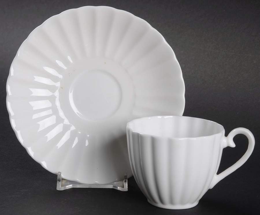 White Flute Flat Demitasse Cup & Saucer Set by Susie Cooper-1