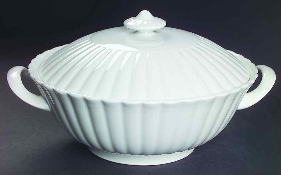 White Flute Round Covered Vegetable by Susie Cooper-1