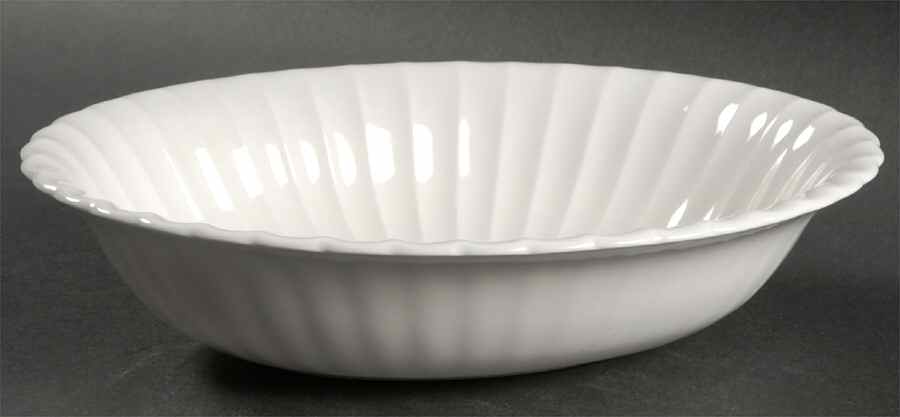 White Flute 10" Oval Vegetable Bowl by Susie Cooper-1