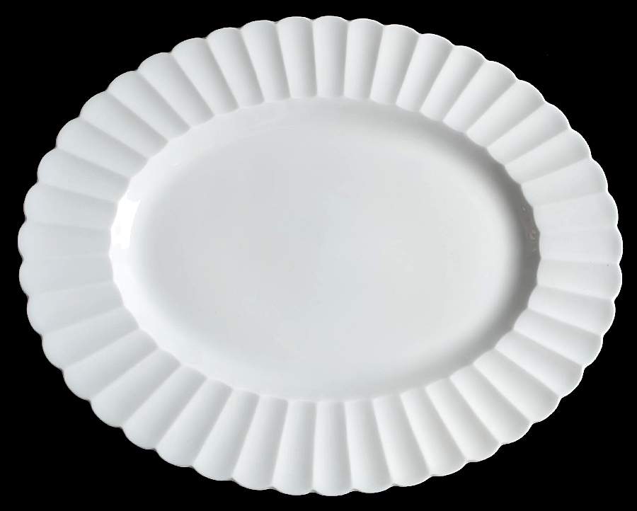 White Flute 15" Oval Serving Platter by Susie Cooper-1