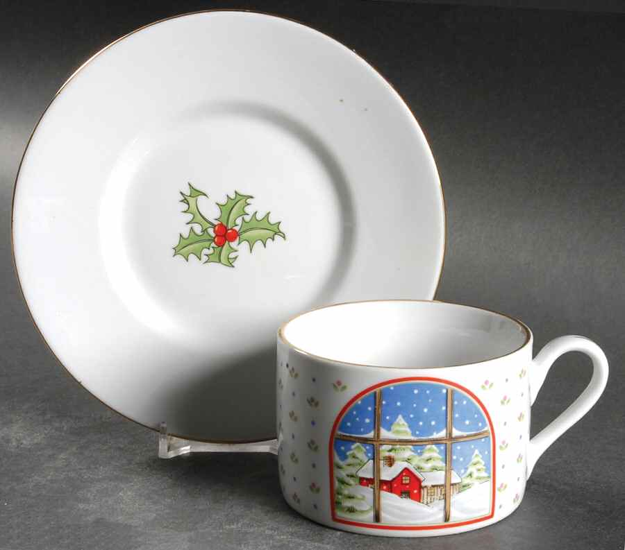 Home For The Holidays Flat Cup & Saucer Set by Shibata Toki-1