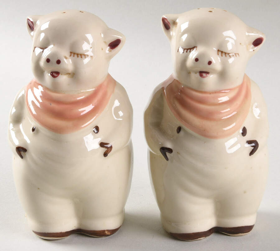 Smiley Pig  #24 Salt & Pepper Set by Shawnee-1
