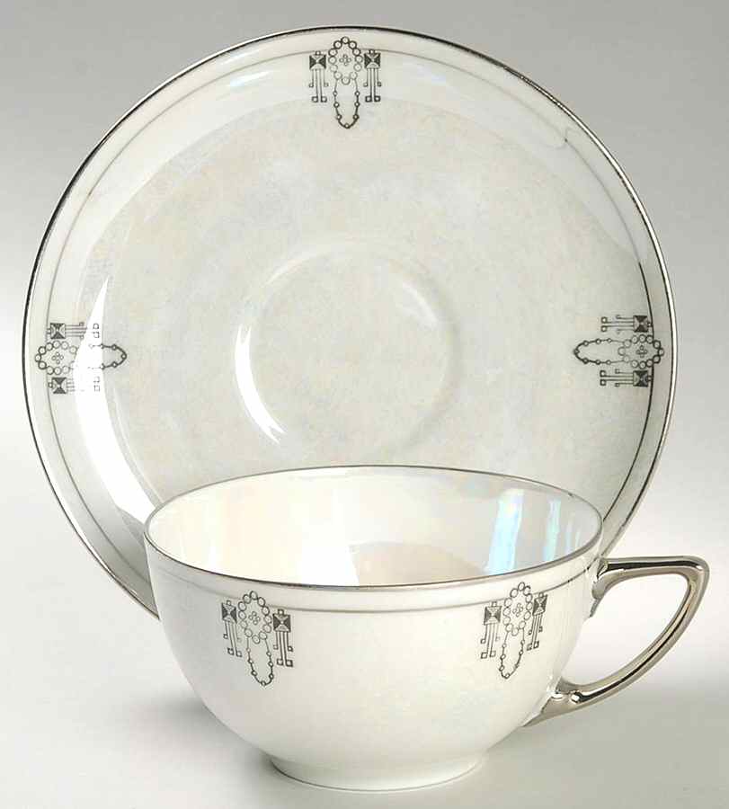 Colonial Flat Cup & Saucer Set by Silverite (Bavaria)-1