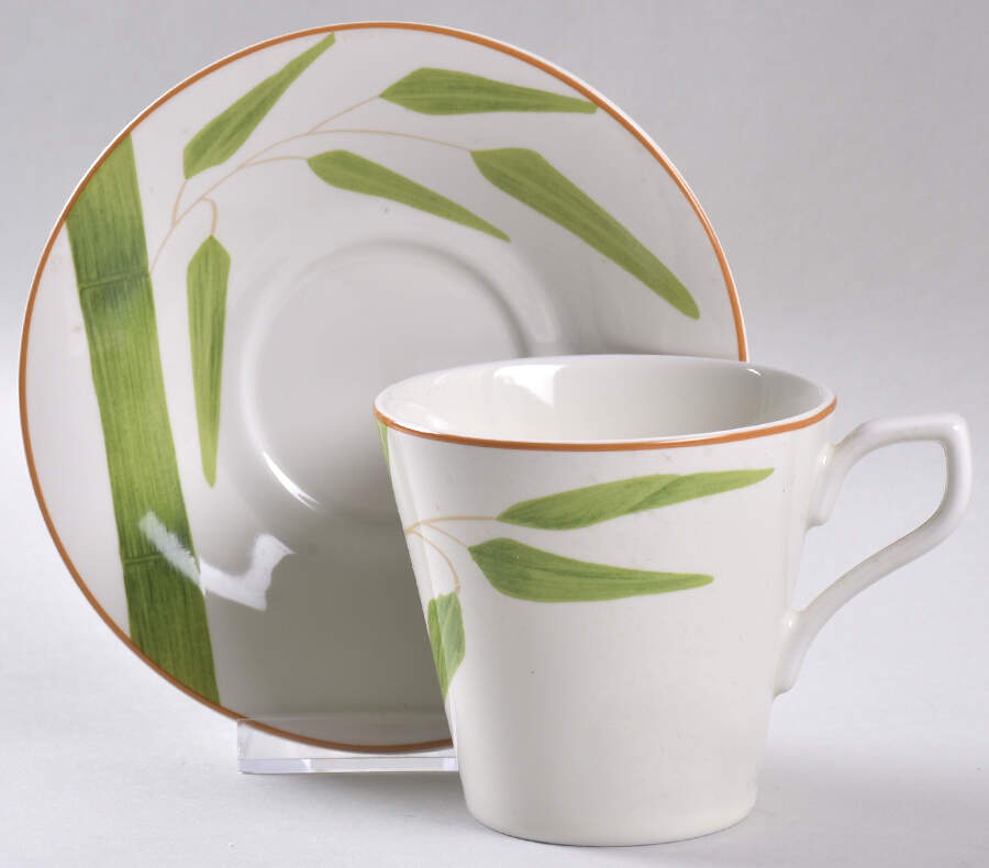 Bamboo Flat Cup & Saucer Set by Sasaki-1