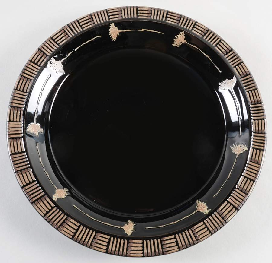 Cornflowers Black 12" Chop Plate (Round Platter) by Sasaki-1