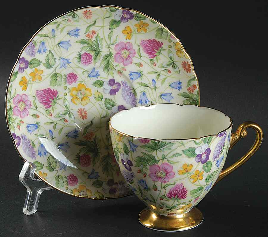 Countryside Footed Cup & Saucer Set by Shelley-1