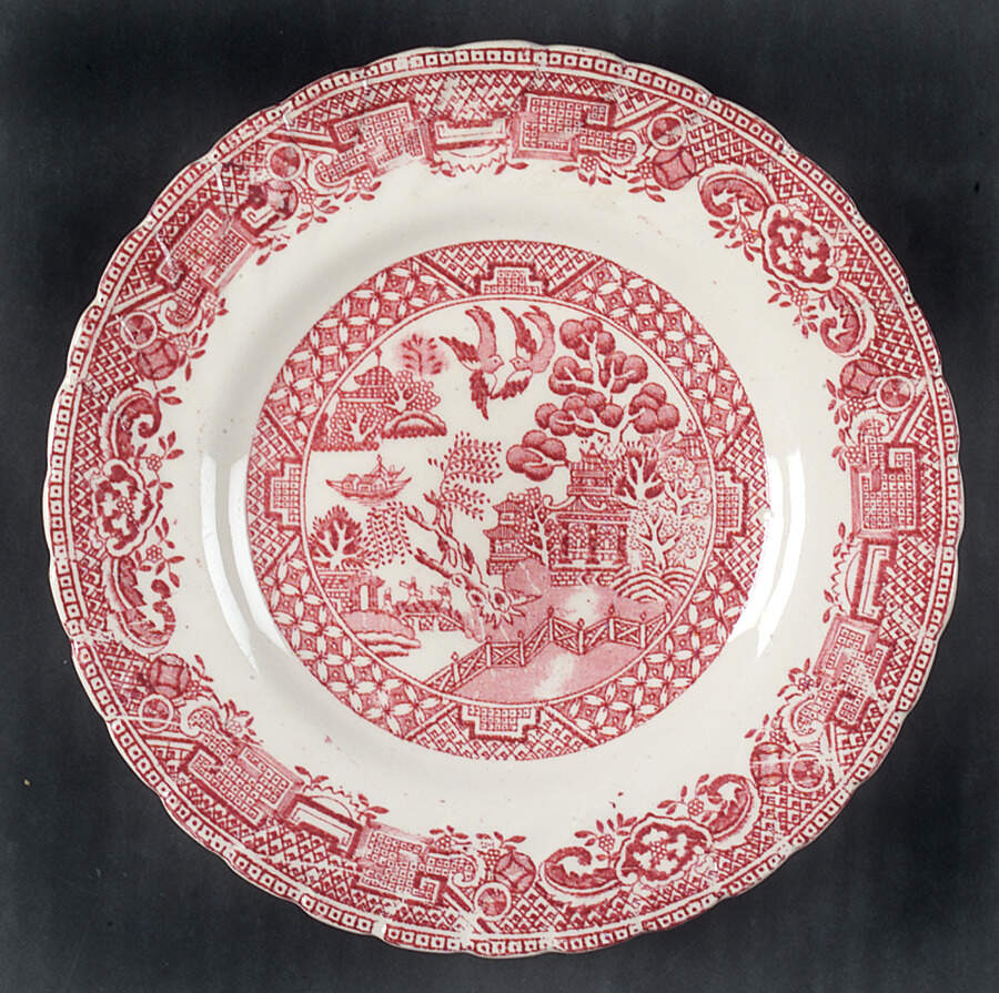 Old Willow Pink Bread & Butter Plate by Swinnertons-1