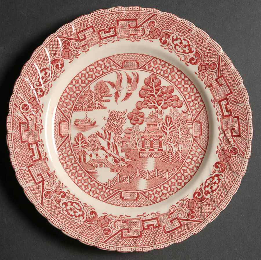 Old Willow Pink Salad Plate by Swinnertons-1