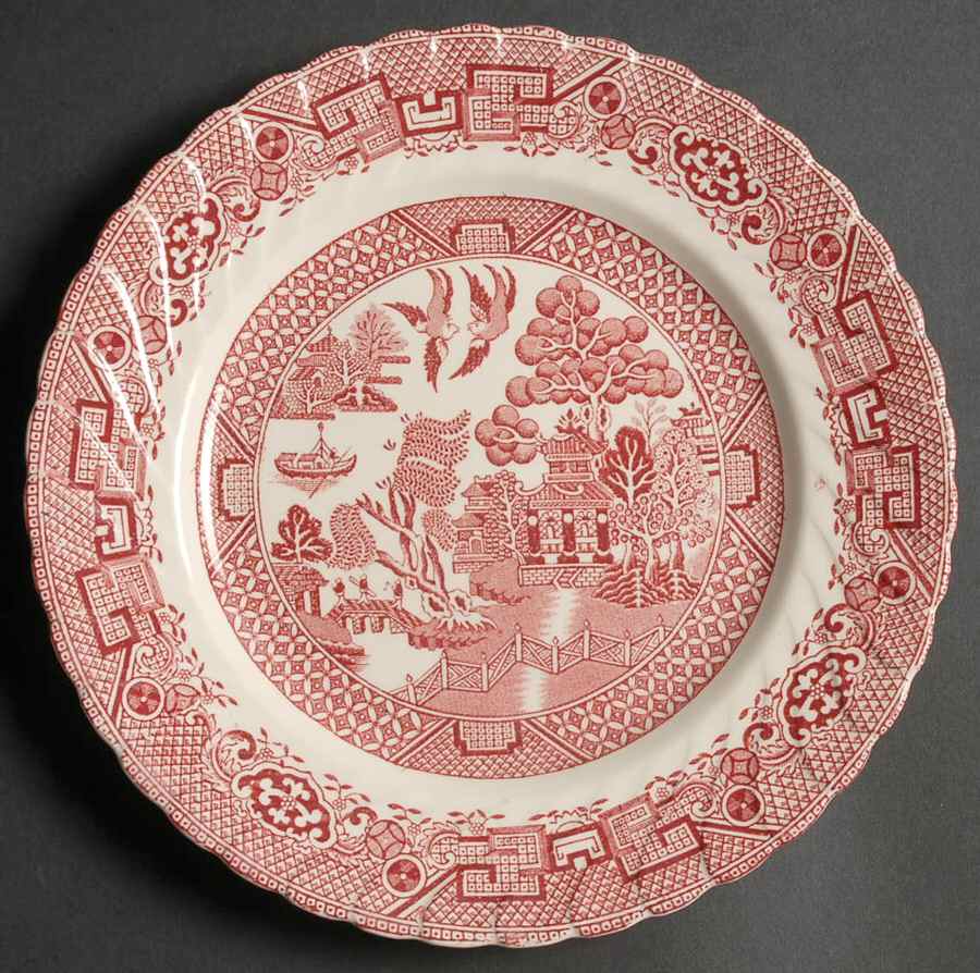 Old Willow Pink Luncheon Plate by Swinnertons-1