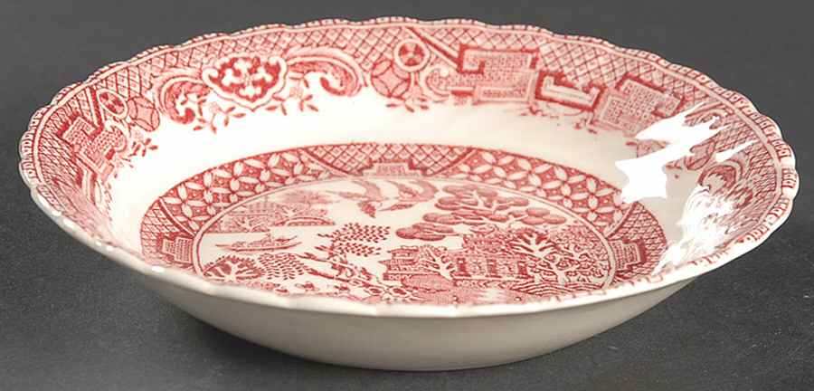 Old Willow Pink Fruit/Dessert (Sauce) Bowl by Swinnertons-1