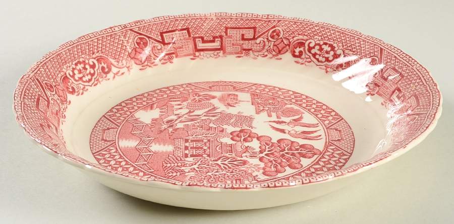Old Willow Pink Coupe Soup Bowl by Swinnertons-1