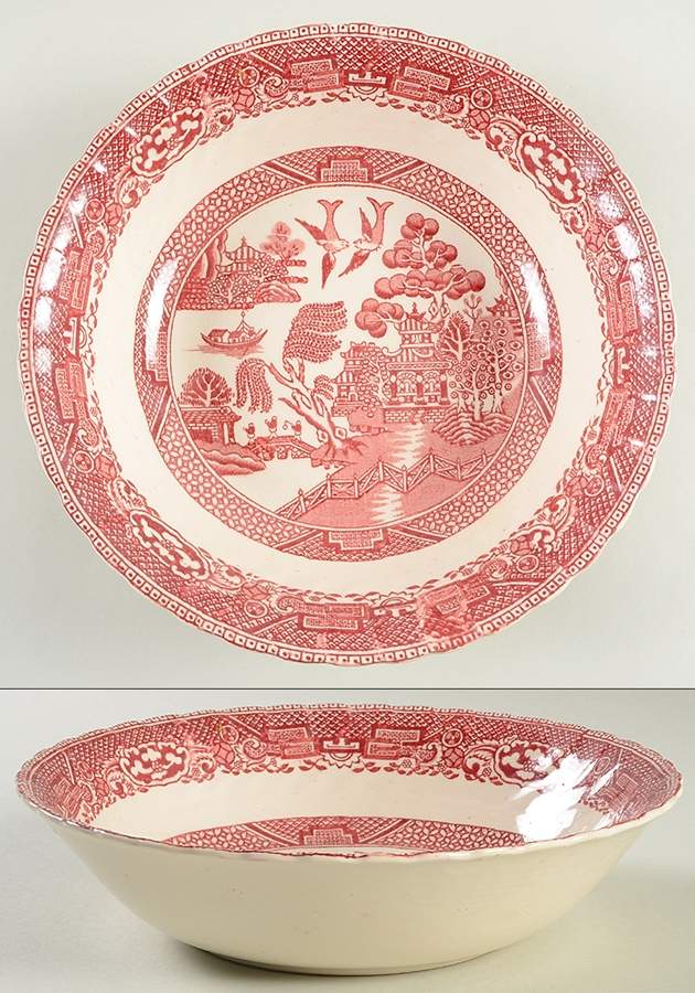 Old Willow Pink 8" Round Vegetable Bowl by Swinnertons-1