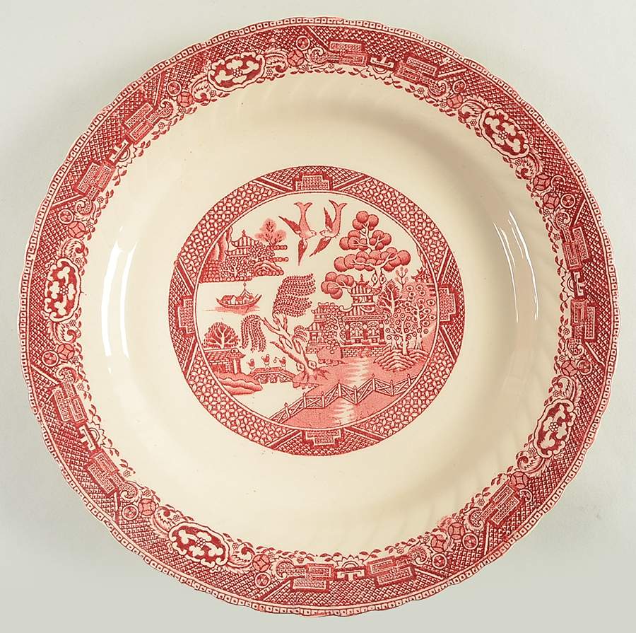 Old Willow Pink 12" Chop Plate (Round Platter) by Swinnertons-1