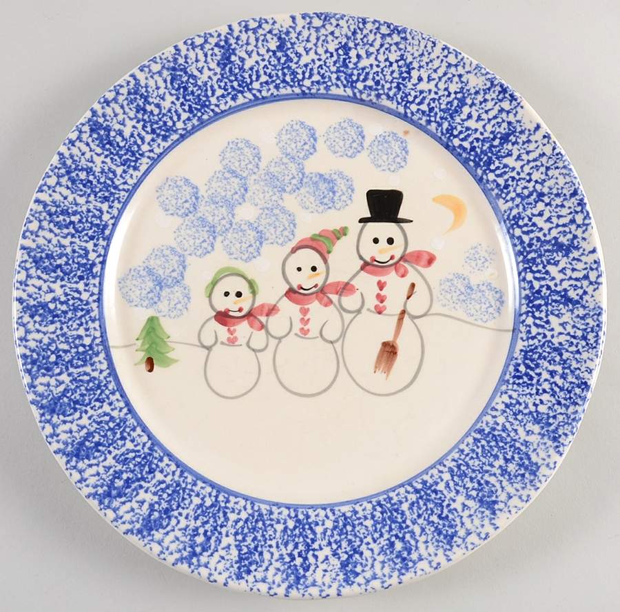Snowman Family Large Dinner Plate by Shannon & Daughters-1